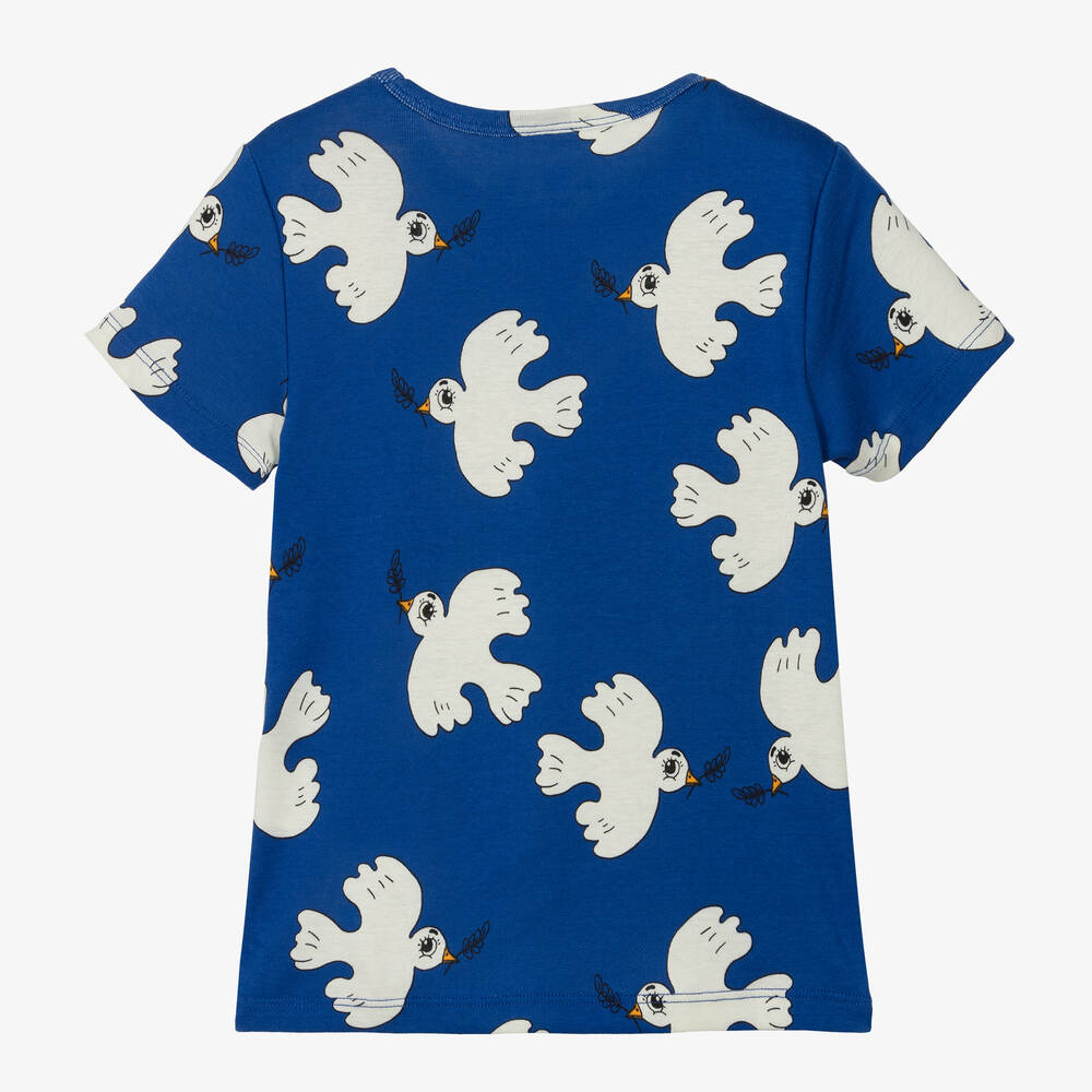 Mini Rodini-Bright Blue Organic Cotton Dove T-Shirt | Childrensalon Outlet