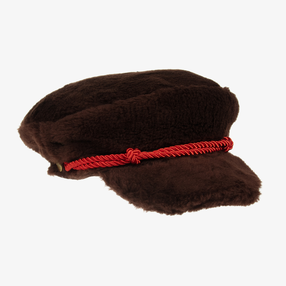 Mini Rodini - Brown Faux Fur Peaked Cap | Childrensalon