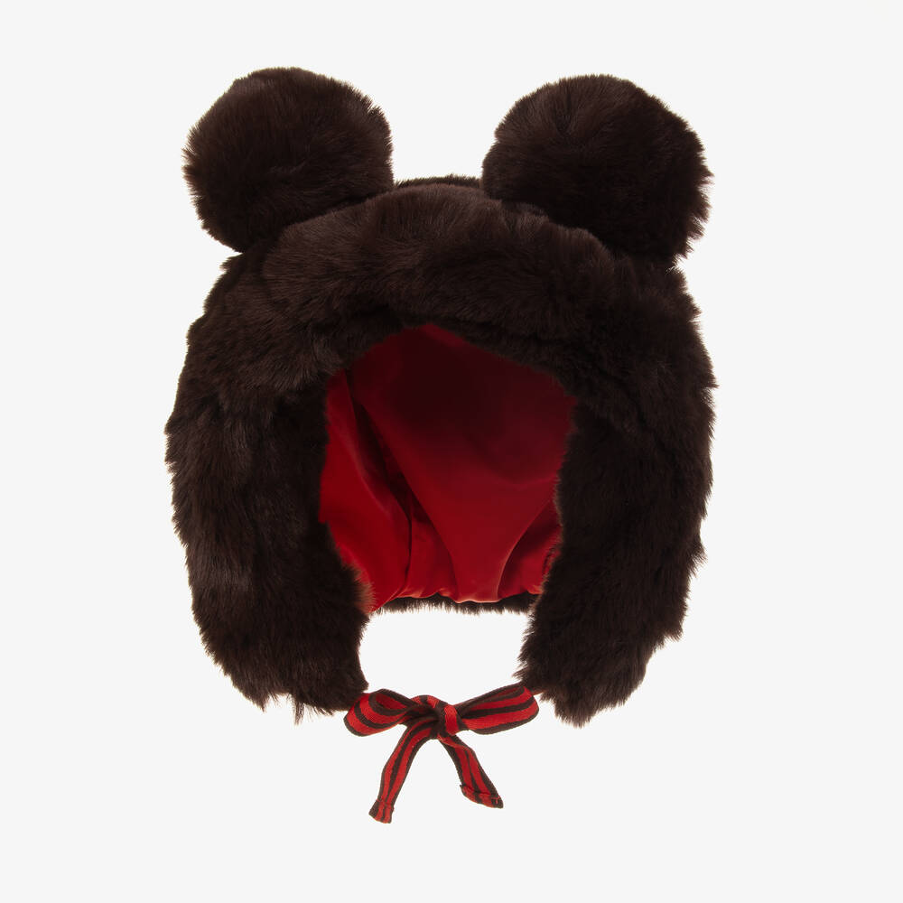 Mini Rodini-Brown Faux Fur Teddy Hat | Childrensalon Outlet