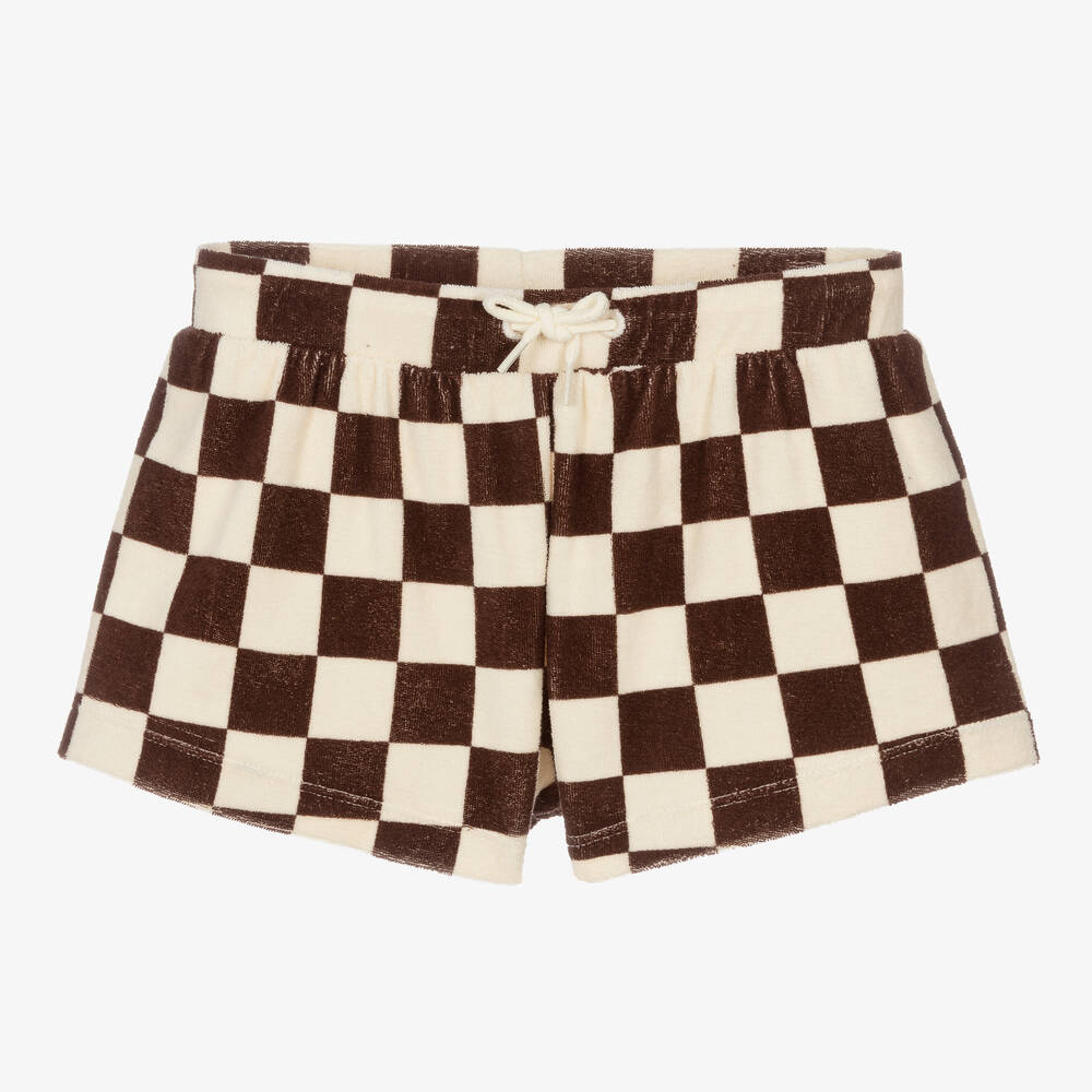 Mini Rodini - Karierte Shorts in Braun und Elfenbein | Childrensalon