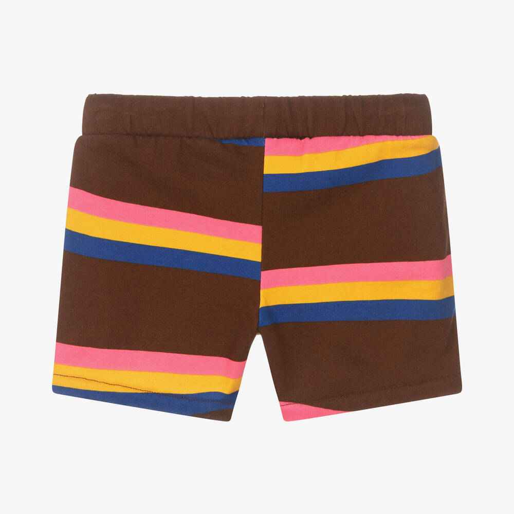 Mini Rodini-Brown Organic Cotton Stripe Shorts | Childrensalon Outlet
