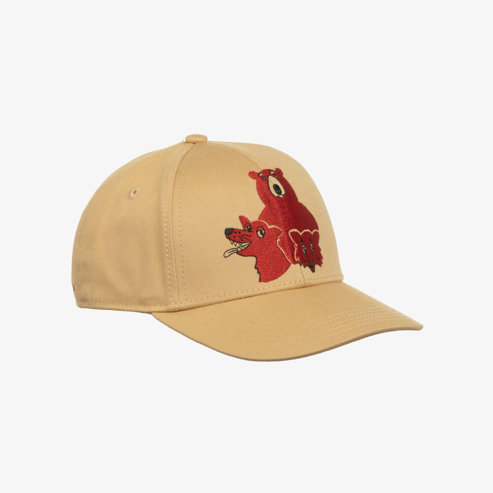 Mini Rodini-Бежевая хлопковая кепка с медведем для детей | Childrensalon Outlet