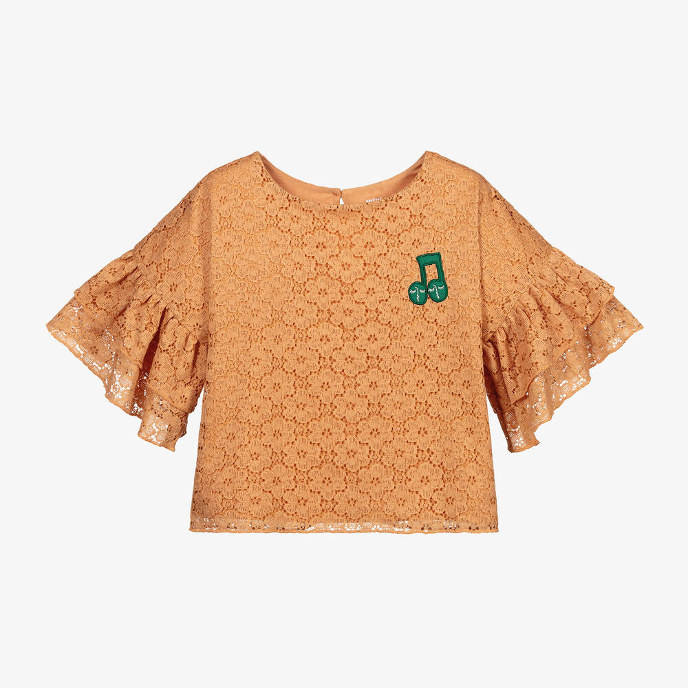 Mini Rodini-Бежевый кружевной топ для девочек | Childrensalon Outlet