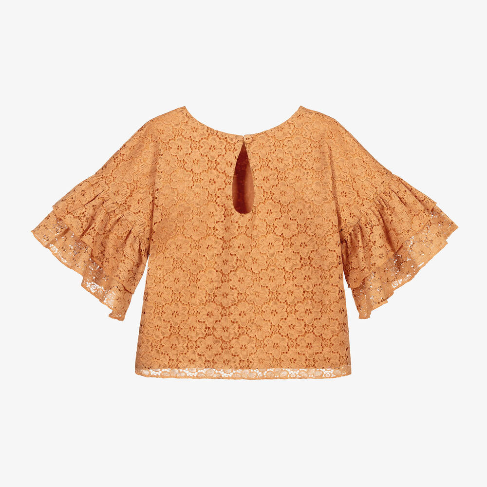 Mini Rodini-Girls Beige Lace Top | Childrensalon Outlet