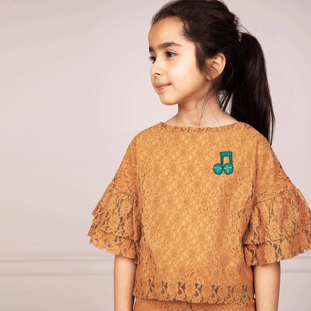 Mini Rodini-Girls Beige Lace Top | Childrensalon Outlet