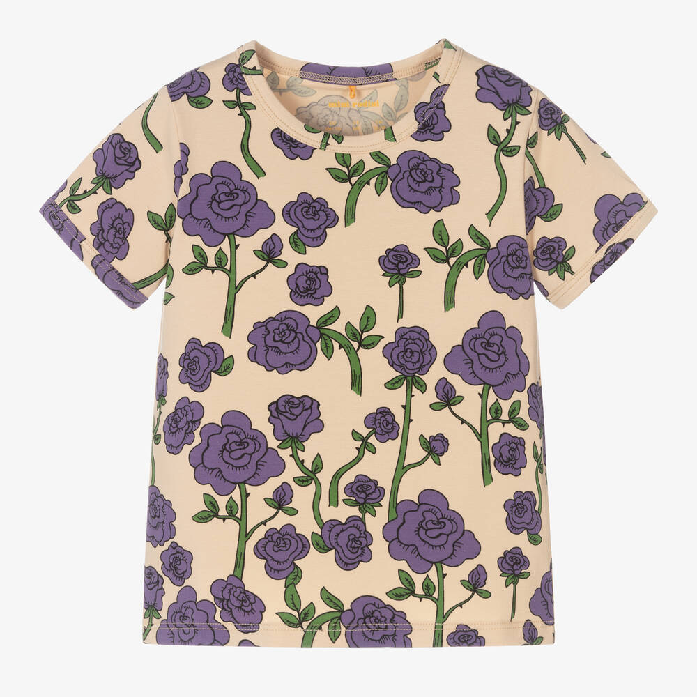 Mini Rodini - Girls Beige Organic Cotton Top | Childrensalon