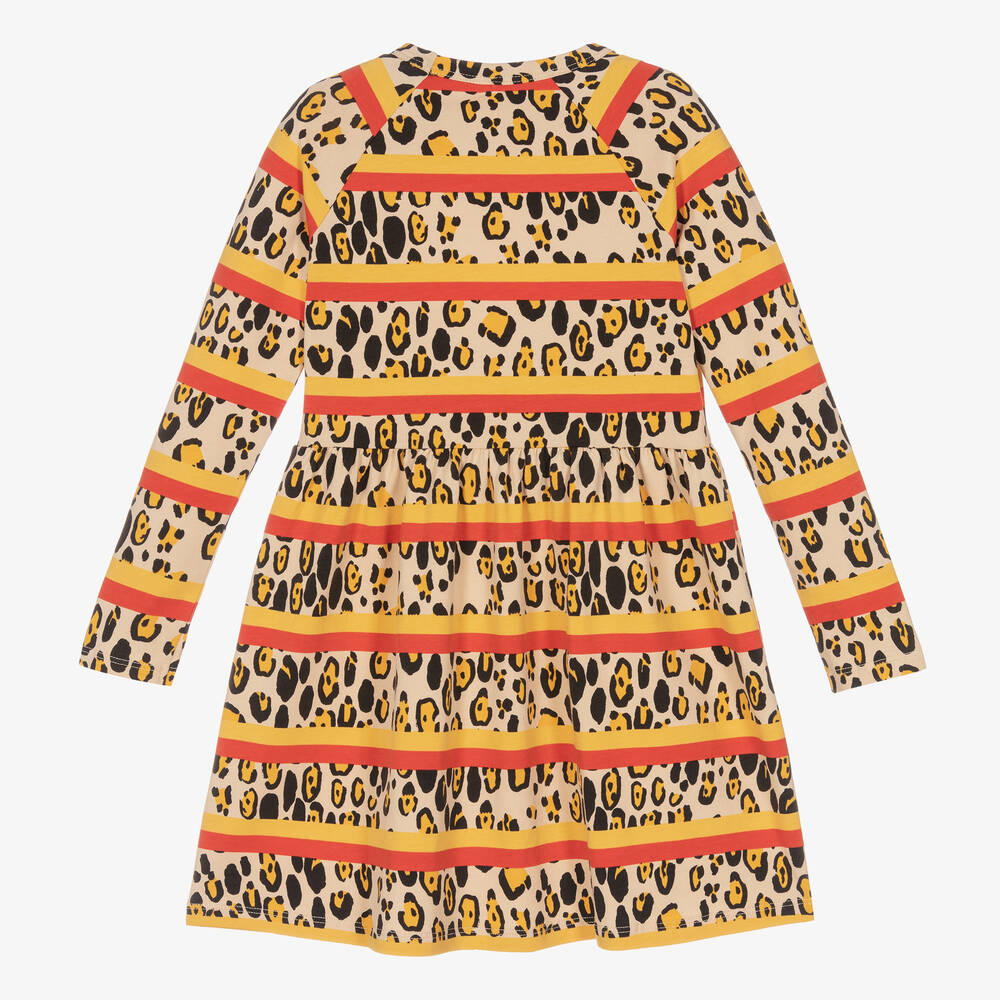 Mini Rodini - Girls Beige & Yellow Leopard Dress | Childrensalon Outlet