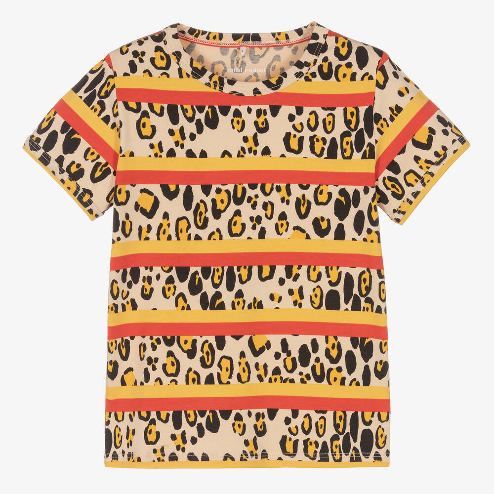 Mini Rodini - Girls Beige & Yellow Leopard T-Shirt | Childrensalon
