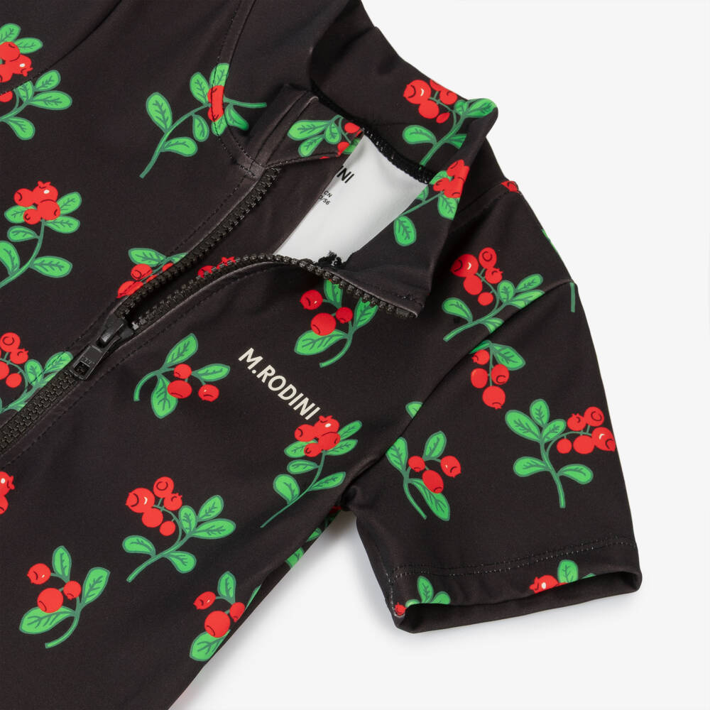Mini Rodini-Girls Black Berry Print Swimsuit (UPF 40+) | Childrensalon Outlet