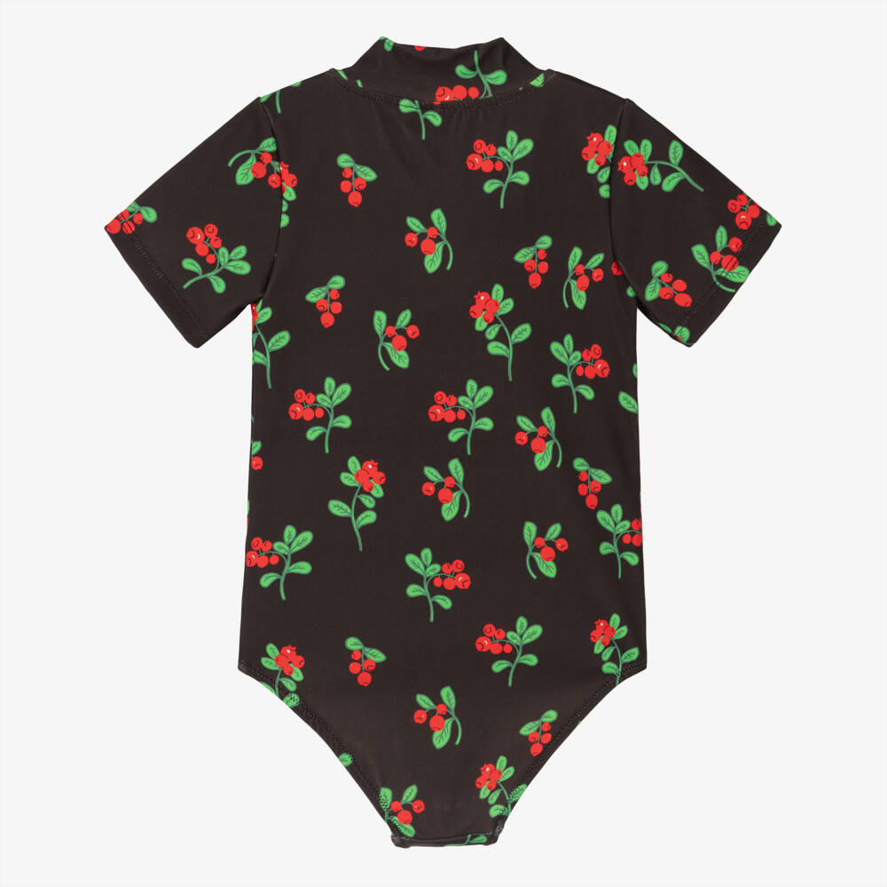 Mini Rodini-Girls Black Berry Print Swimsuit (UPF 40+) | Childrensalon Outlet