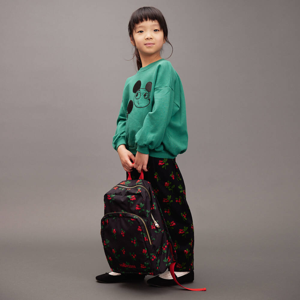 Mini Rodini-Girls Black Canvas Berry Print Backpack (34cm) | Childrensalon Outlet