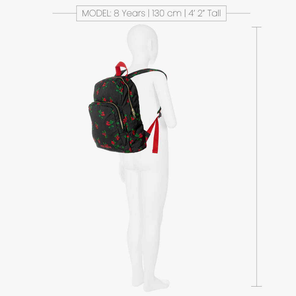 Mini Rodini-Girls Black Canvas Berry Print Backpack (34cm) | Childrensalon Outlet