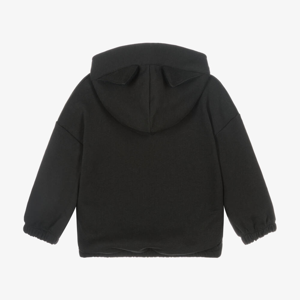 Mini Rodini-Girls Black Cat Cotton Hoodie | Childrensalon Outlet