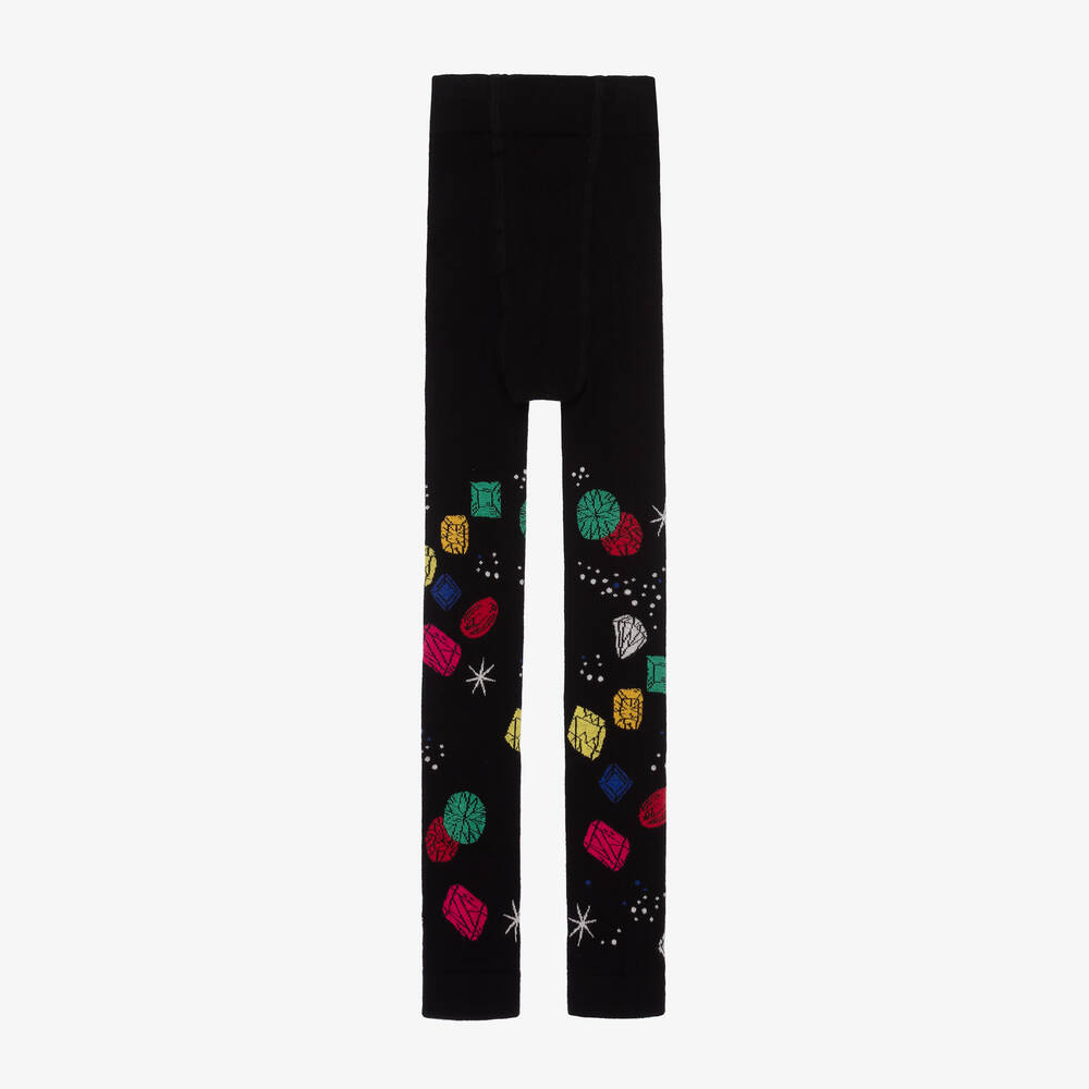 Mini Rodini-Girls Black Cotton Jewels Leggings | Childrensalon Outlet
