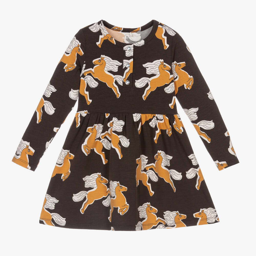 Mini Rodini - Robe noire Horse Fille | Childrensalon