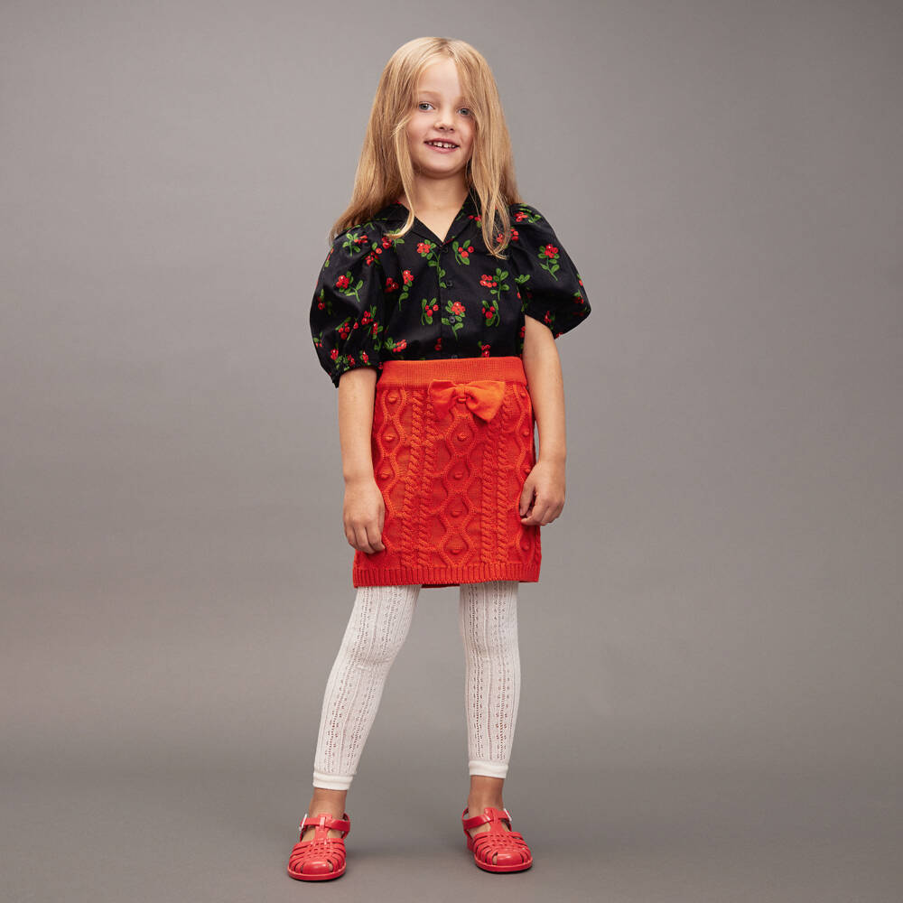 Mini Rodini-Girls Black Organic Cotton Blouse with Lingonberries Print | Childrensalon Outlet