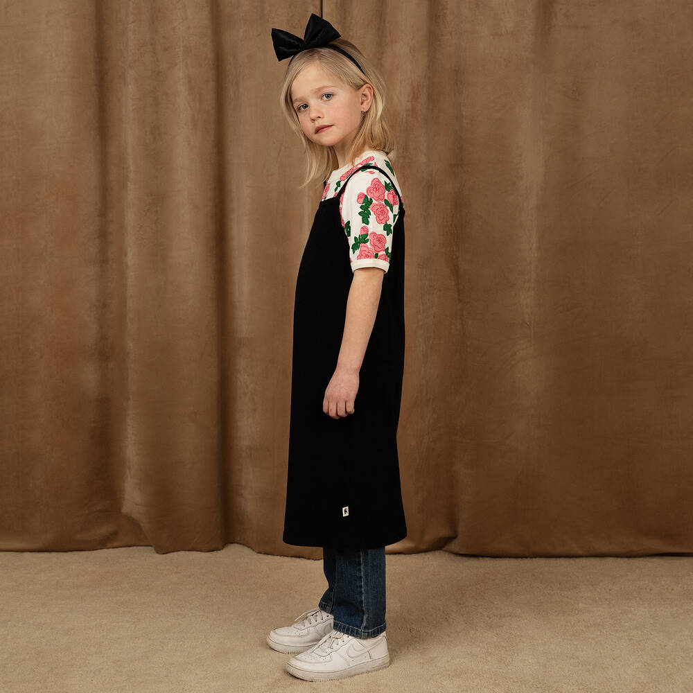 Mini Rodini-Girls Black & White Floral Dress Set | Childrensalon Outlet