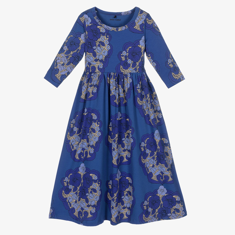 Mini Rodini-Синее хлопковое платье для девочек | Childrensalon Outlet