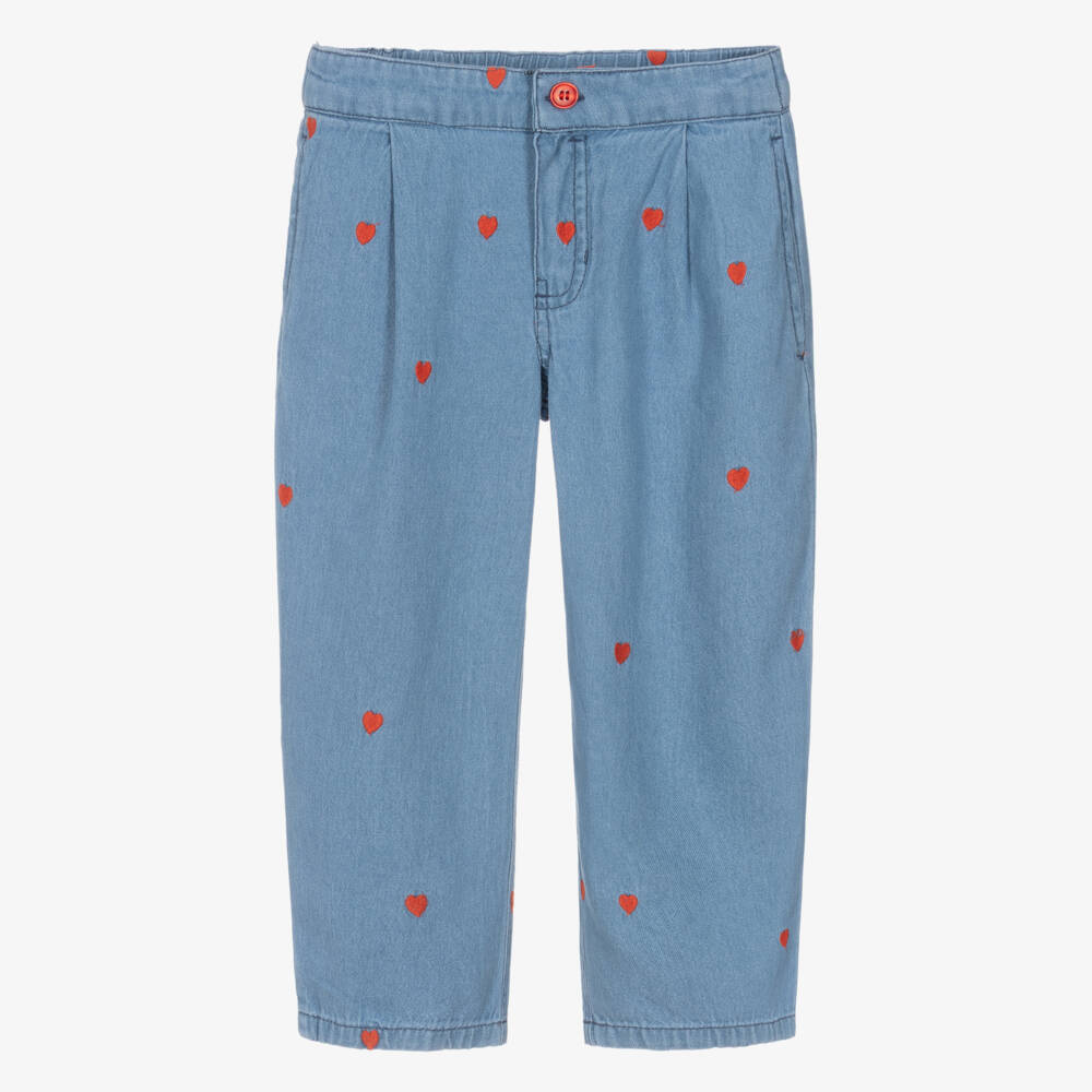 Mini Rodini-Джинсы с сердечками синие для девочек | Childrensalon Outlet