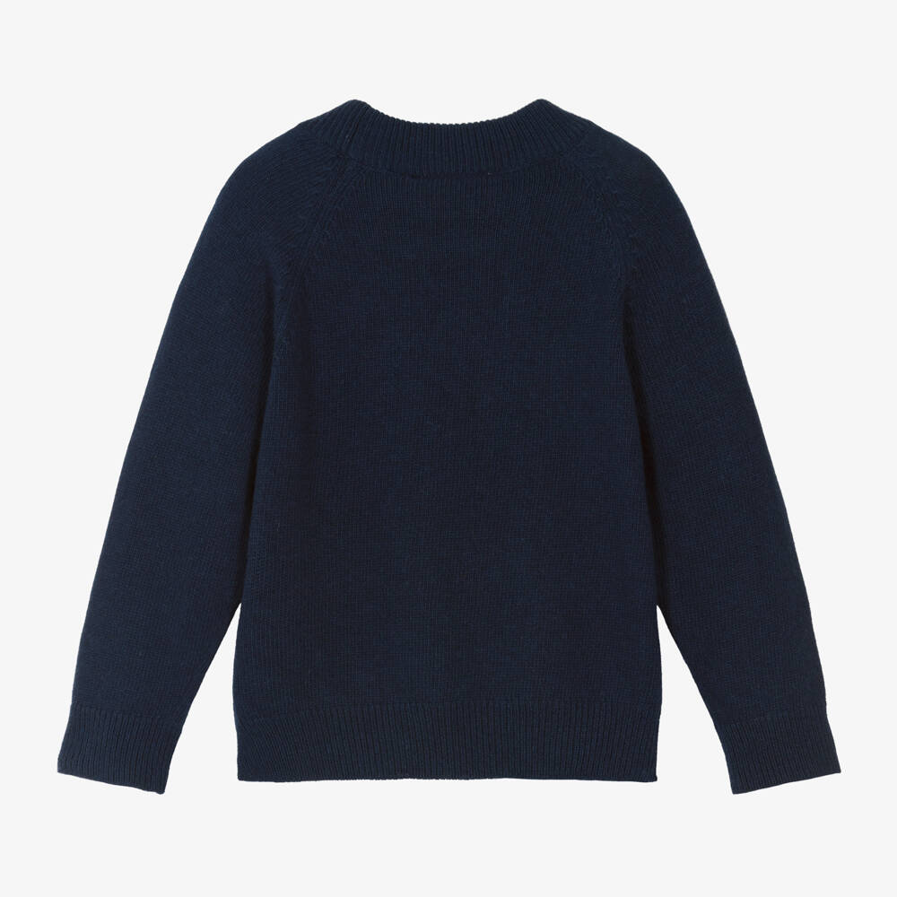 Mini Rodini-Girls Blue Floral Knit Jumper | Childrensalon Outlet