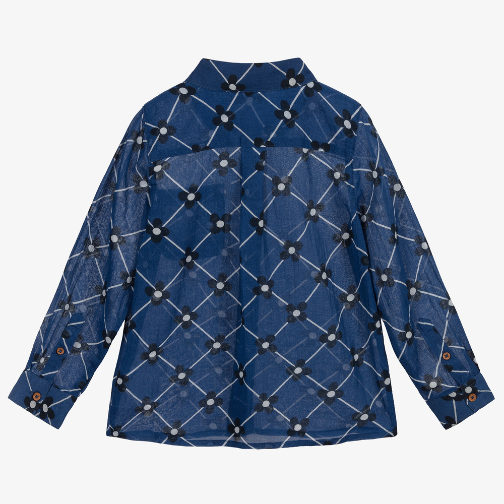 ميني روديني-قميص قطن عضوي لون كحلي للبنات | Childrensalon Outlet