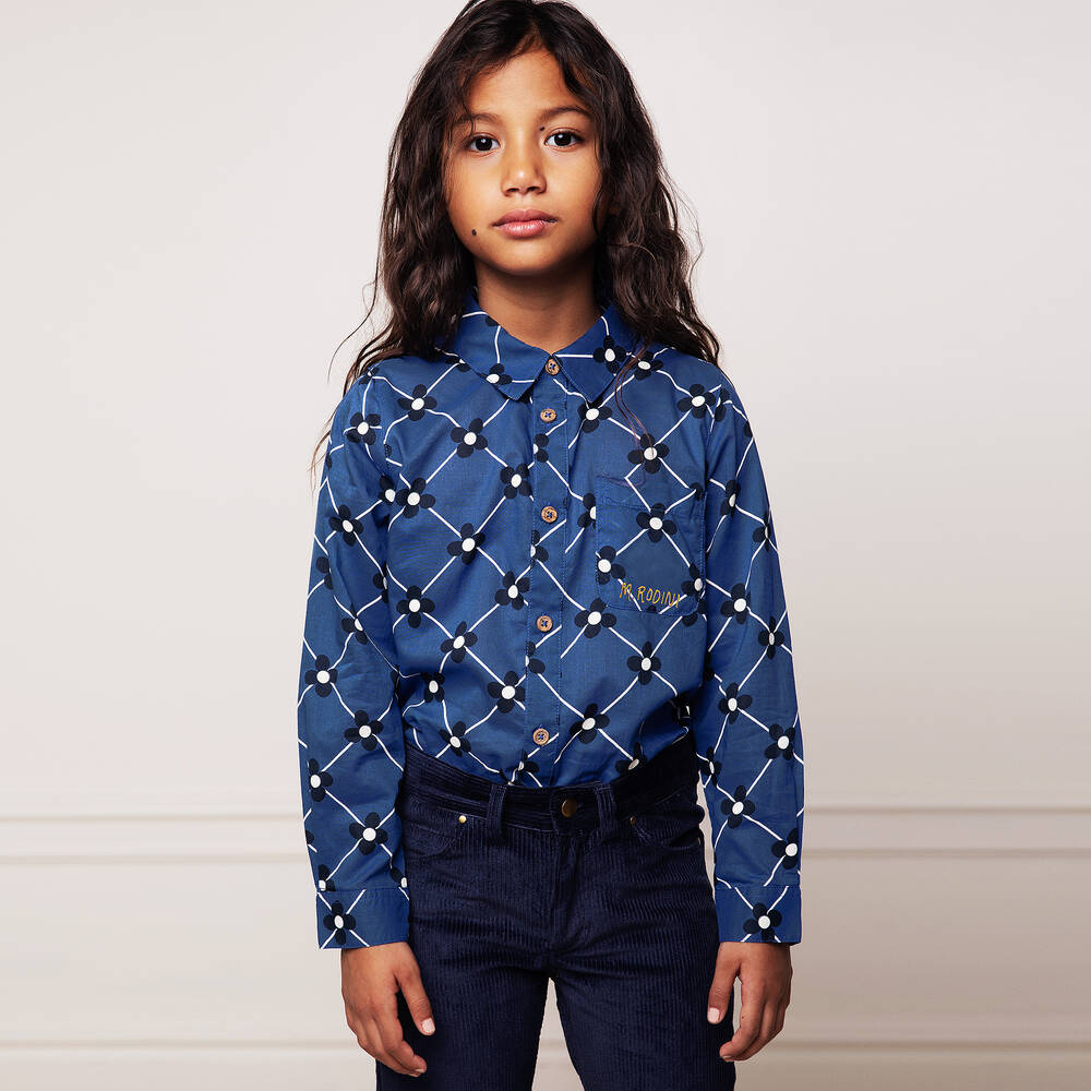 ميني روديني-قميص قطن عضوي لون كحلي للبنات | Childrensalon Outlet