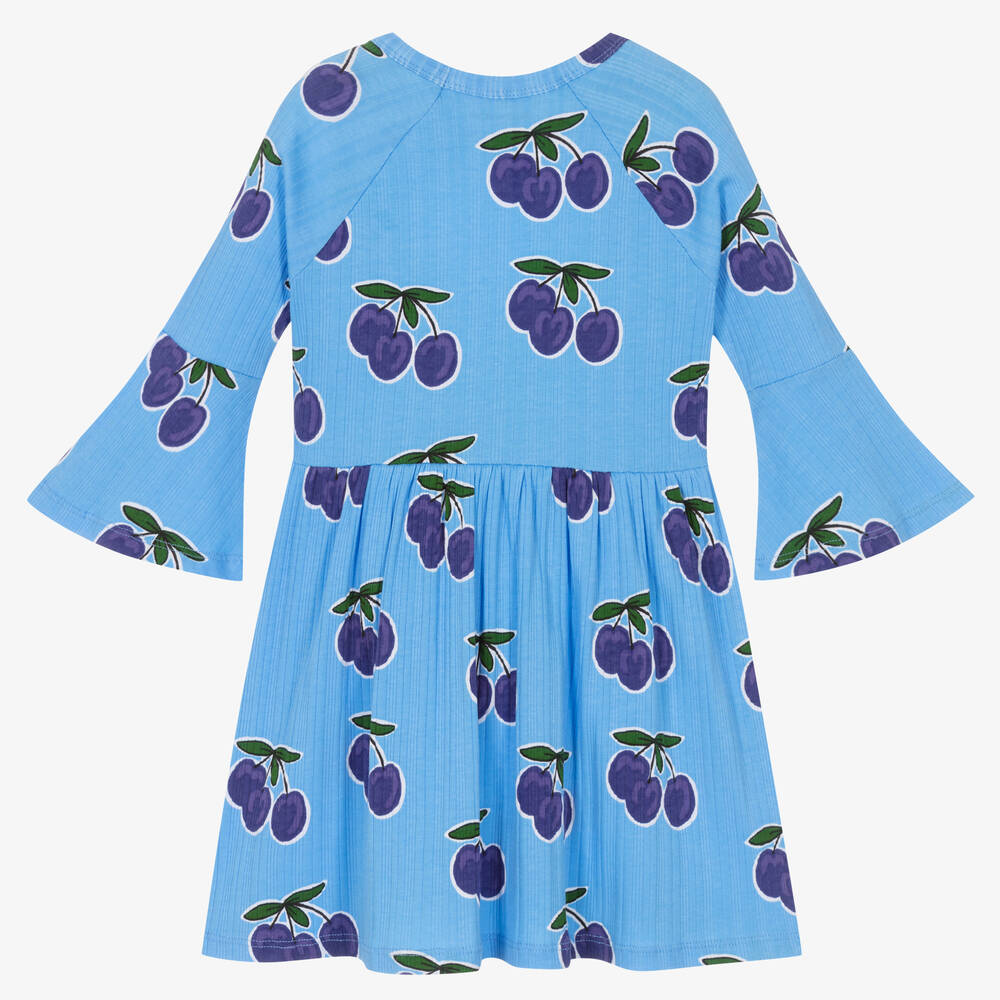 Mini Rodini-Голубое хлопковое платье со сливами | Childrensalon Outlet