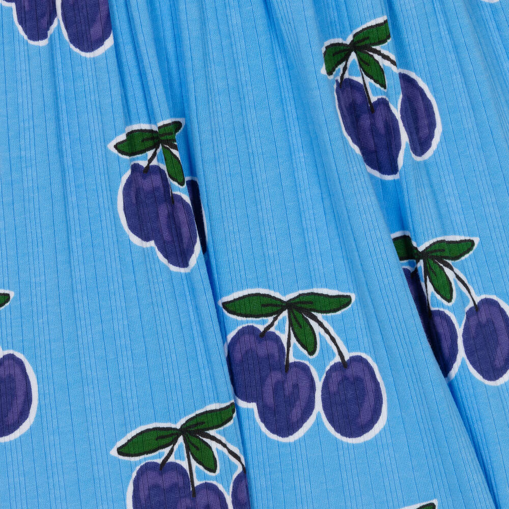 Mini Rodini-Голубое хлопковое платье со сливами | Childrensalon Outlet