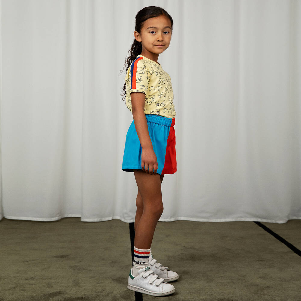 Mini Rodini-Girls Blue & Red Organic Cotton Shorts | Childrensalon Outlet