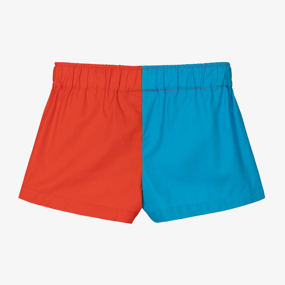 Mini Rodini-Girls Blue & Red Organic Cotton Shorts | Childrensalon Outlet