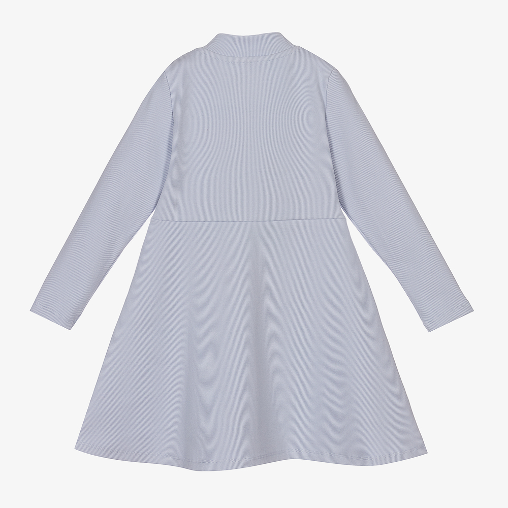 Mini Rodini-Girls Blue Ribbed Cotton Dress | Childrensalon Outlet
