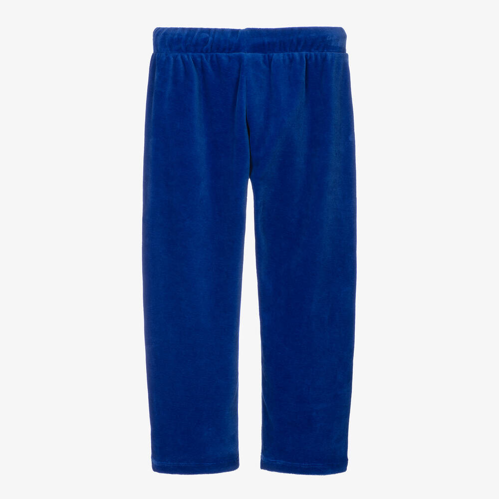 Mini Rodini-Girls Blue Velour Jewels Joggers | Childrensalon Outlet