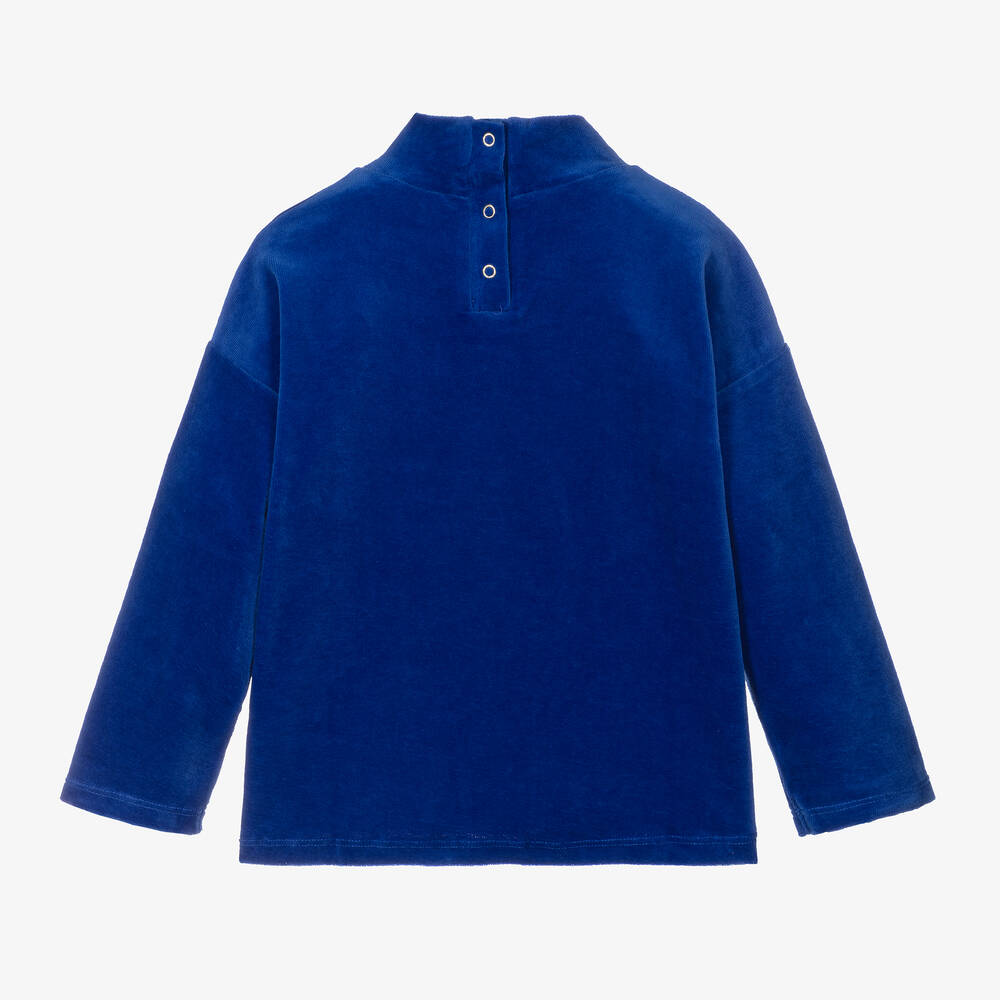 Mini Rodini-Girls Blue Velour Jewels Sweatshirt | Childrensalon Outlet