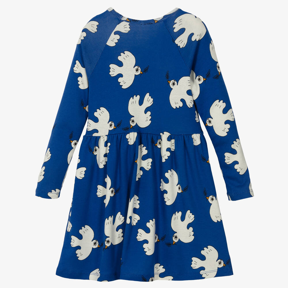 Mini Rodini-Girls Bright Blue Cotton Dove Dress | Childrensalon Outlet
