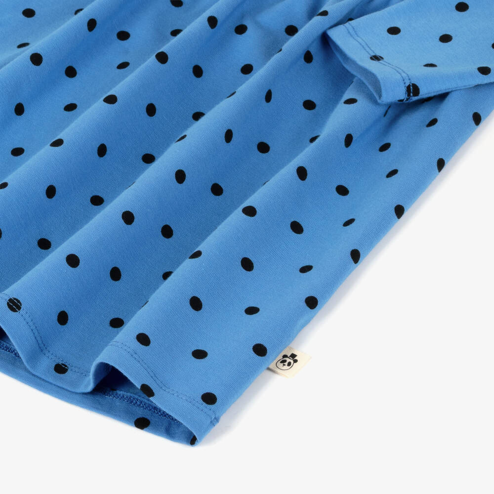 Mini Rodini-Girls Bright Blue Polka Dot Organic Cotton Jersey Dress | Childrensalon Outlet