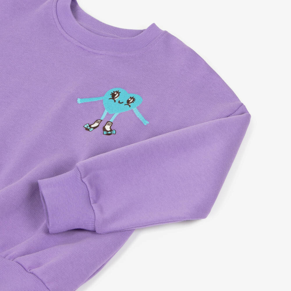 Mini Rodini-Girls Bright Purple Sweatshirt with Heart | Childrensalon Outlet