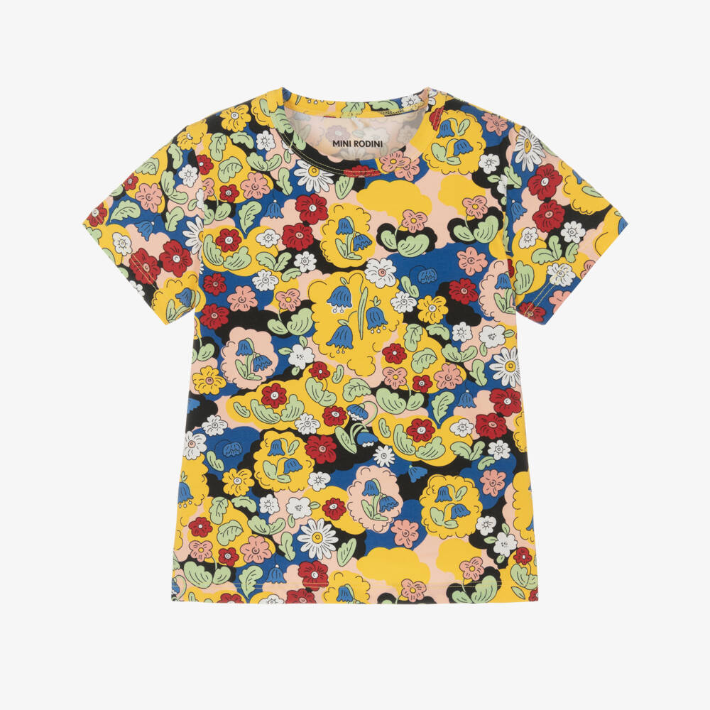 Mini Rodini-تي شيرت زهري أصفر زاهي للبنات | Childrensalon Outlet