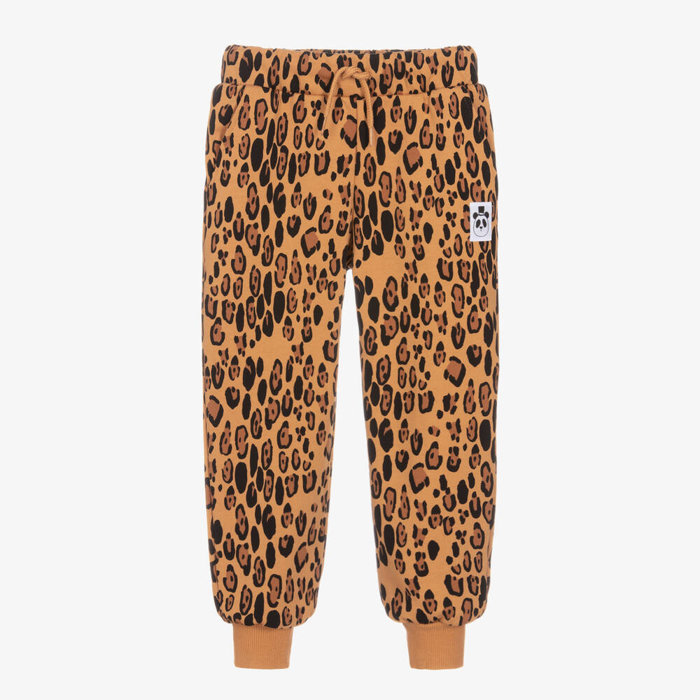 Mini Rodini - Braune Leopard-Baumwoll-Jogginghose | Childrensalon