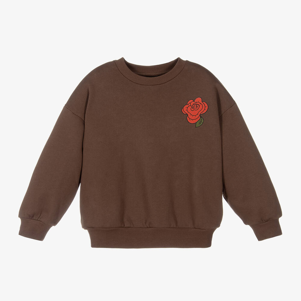 Mini Rodini - Girls Brown Cotton Sweatshirt | Childrensalon