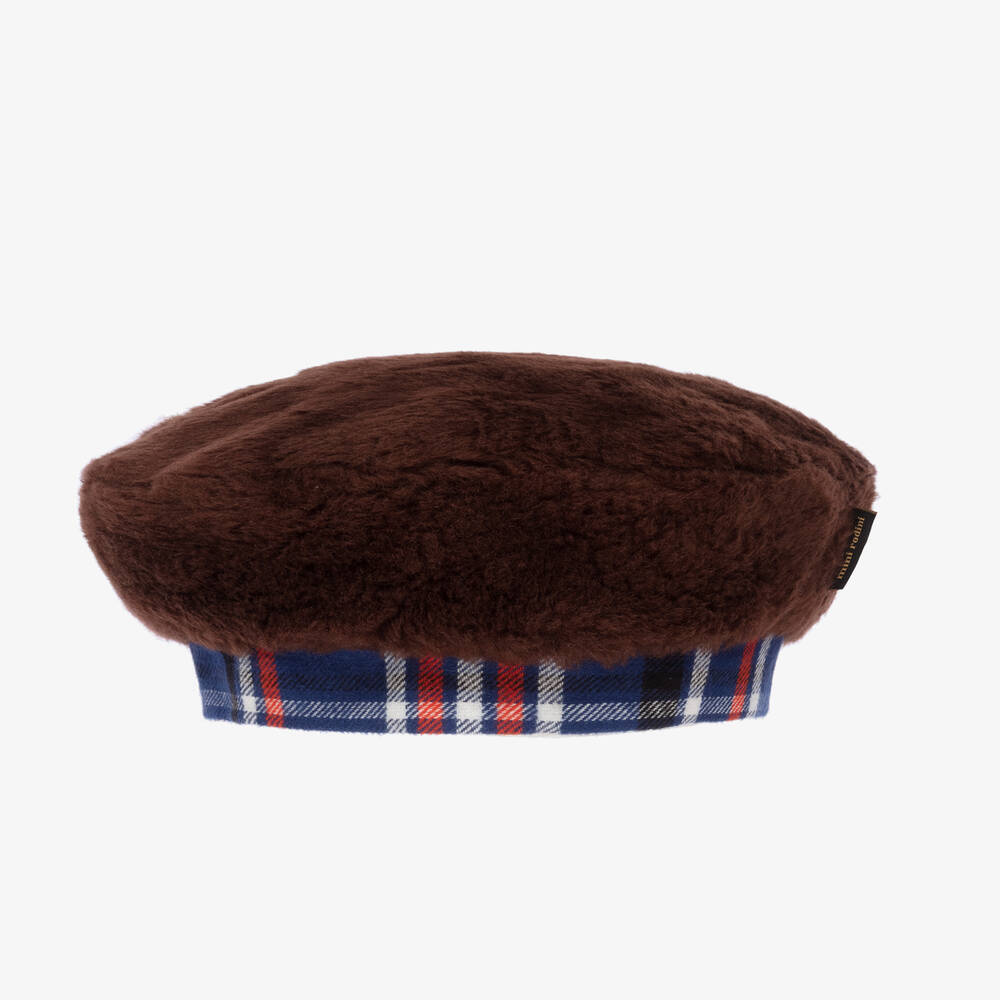 Mini Rodini - Girls Brown Faux Fur Beret | Childrensalon