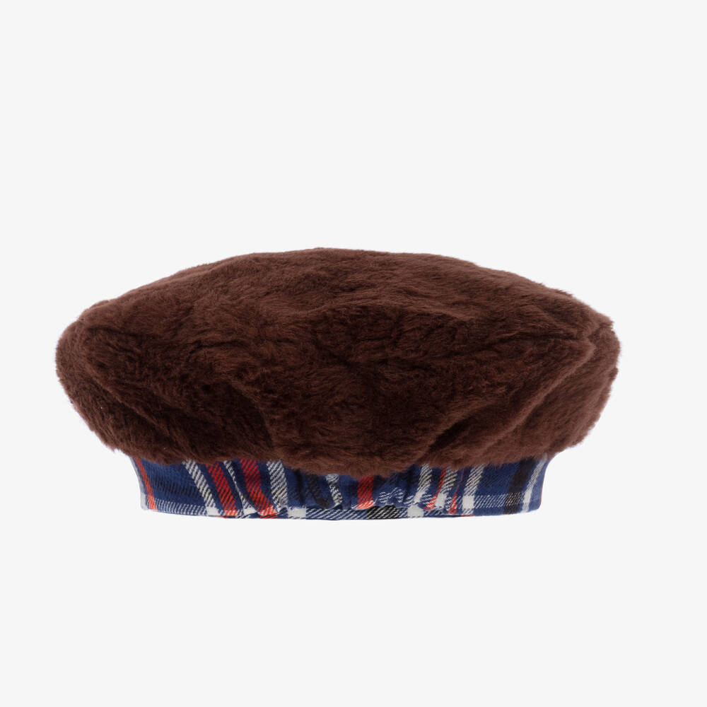 Mini Rodini-Girls Brown Faux Fur Beret | Childrensalon Outlet