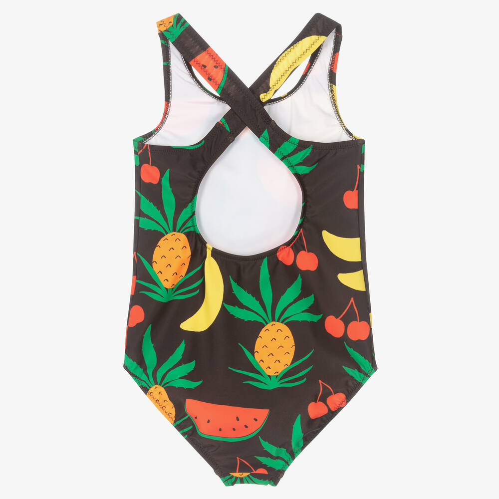 Mini Rodini-Girls Brown Fruit Print Swimsuit (UPF50+) | Childrensalon Outlet