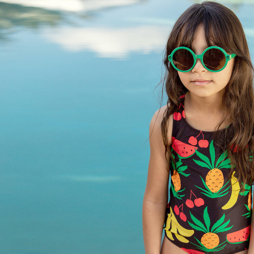 Mini Rodini-Girls Brown Fruit Print Swimsuit (UPF50+) | Childrensalon Outlet