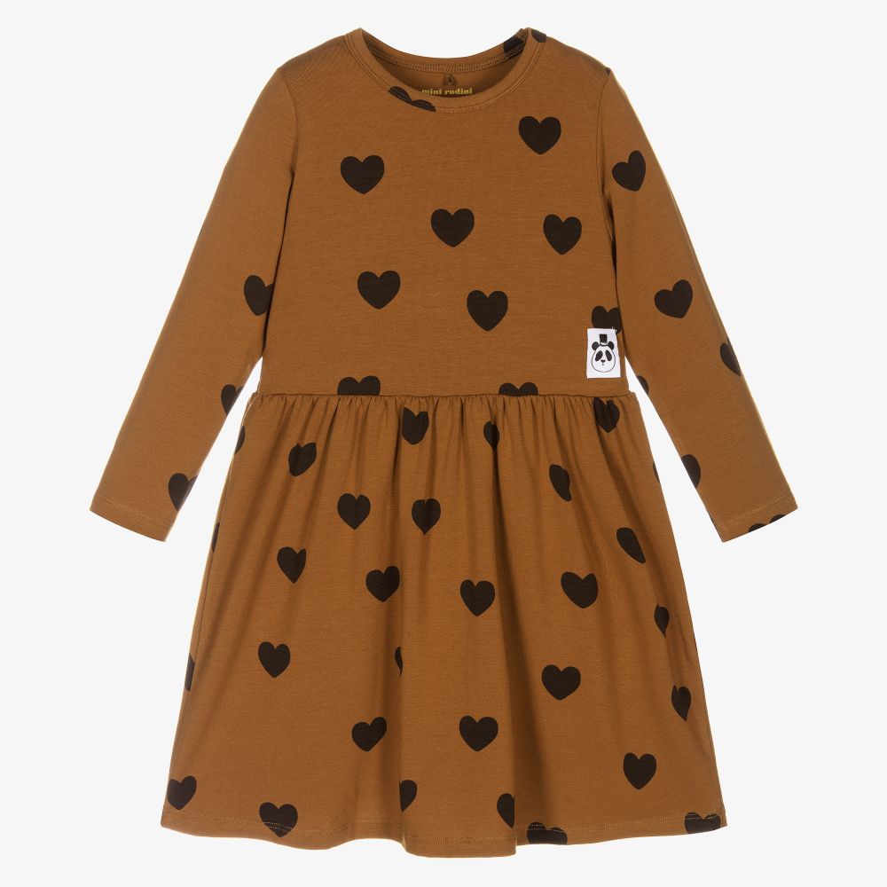 Mini Rodini-Girls Brown Heart Dress | Childrensalon Outlet