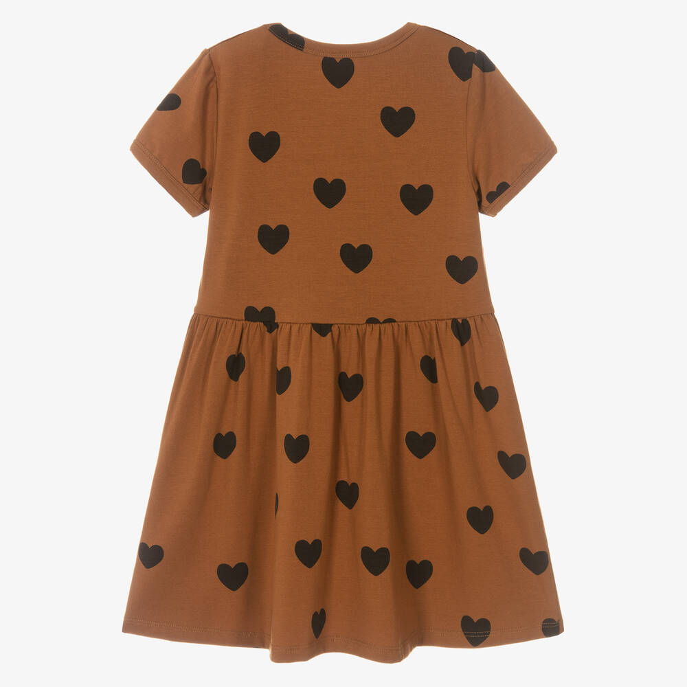 Mini Rodini-Girls Brown Heart Dress | Childrensalon Outlet