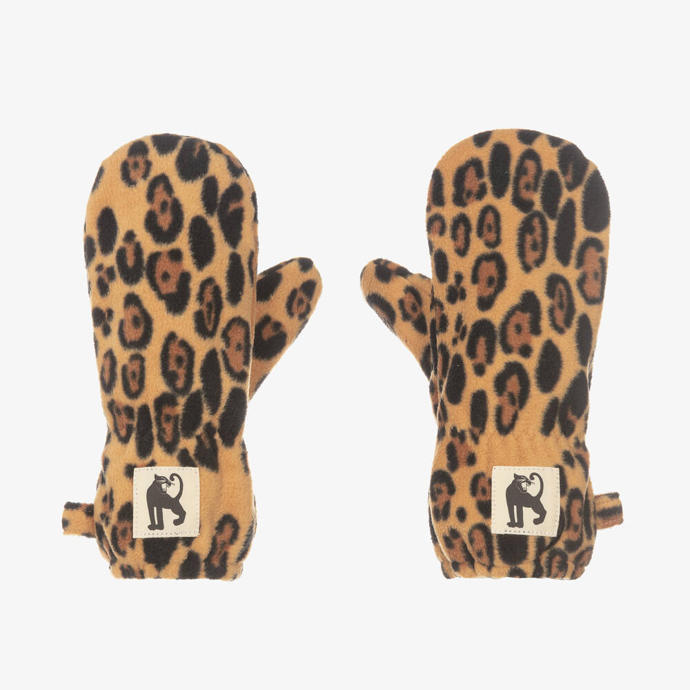 Mini Rodini - Girls Brown Leopard Mittens | Childrensalon