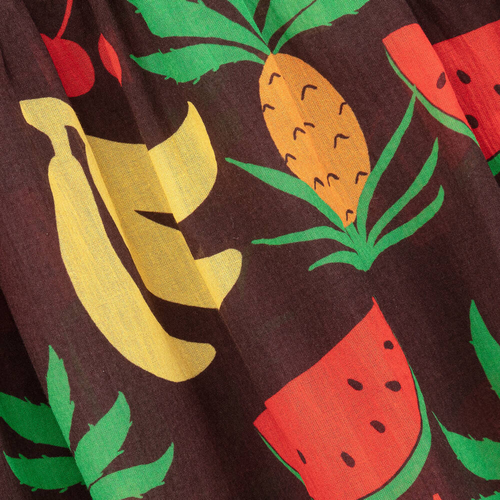 Mini Rodini-Коричневое платье из органического хлопка с фруктами | Childrensalon Outlet