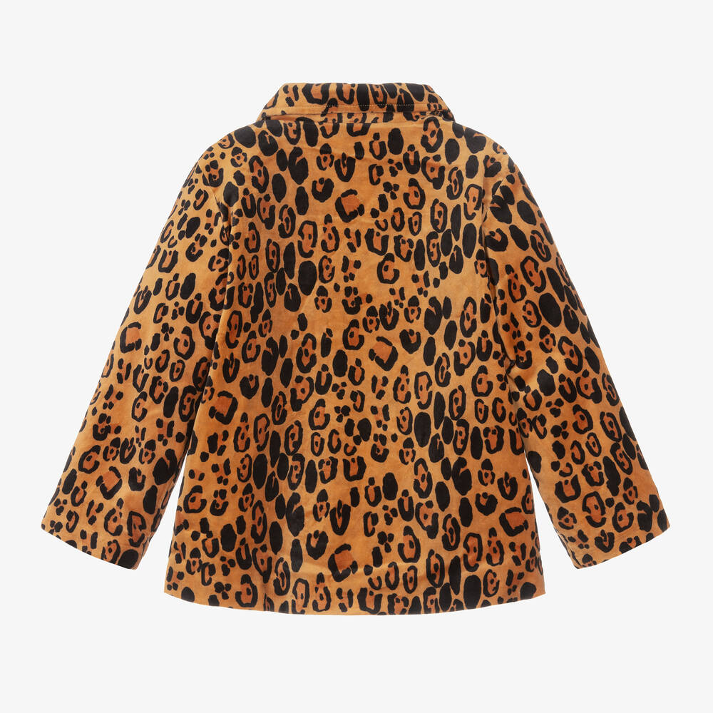 Mini Rodini-Girls Brown Velvet Leopard Print Blazer | Childrensalon Outlet