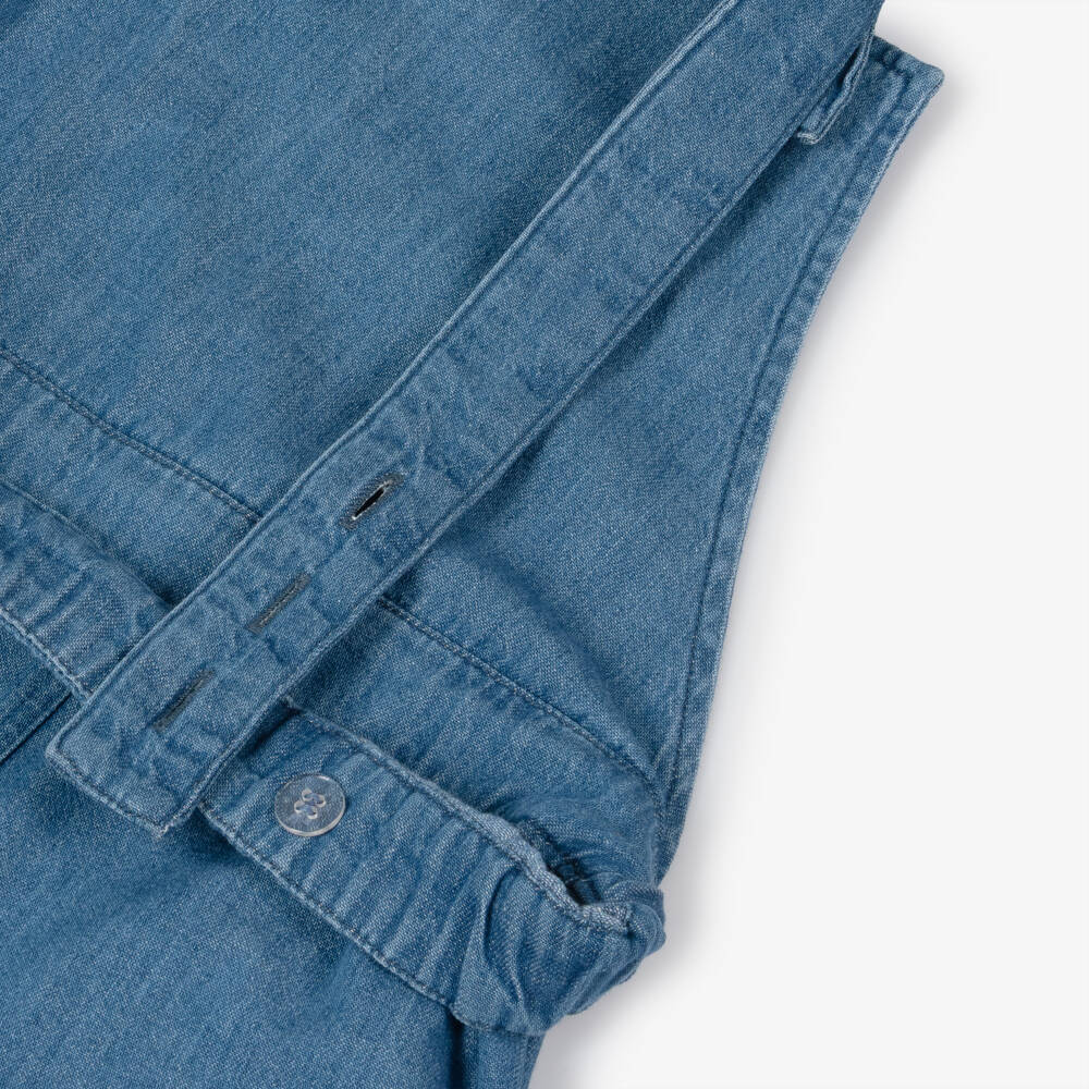 Mini Rodini-Girls Chambray Dungarees with Music Notes | Childrensalon Outlet