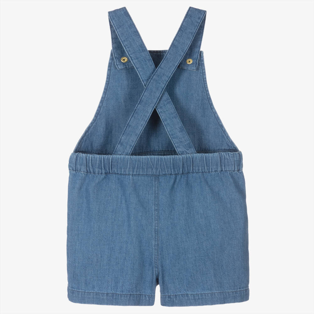 Mini Rodini-Girls Chambray Dungarees with Music Notes | Childrensalon Outlet